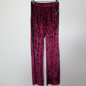 NEW VTG Snap Women Velvet Burnout Pull On Pants Medium Wide‎ Leg Casual Relaxed